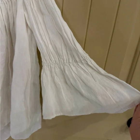 ZARA White Off-Shoulder LINEN Blouse size xl - Picture 4 of 5
